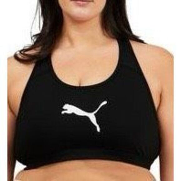 Puma Women S 4Keeps Mid Impact Sports Bra Black Size 1X - Picture 1 of 3
